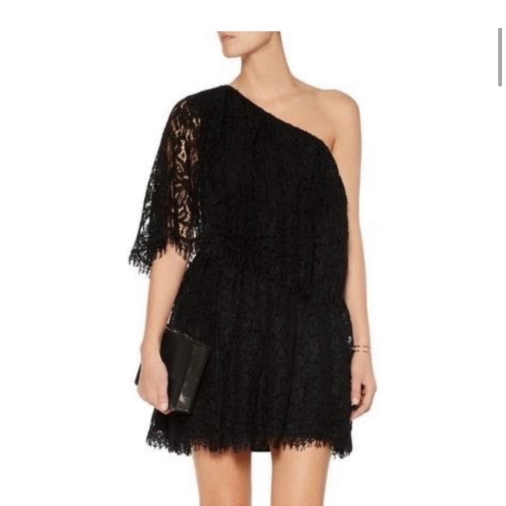 Alexis, Maji One shoulder Black Lace Dress in size Small
